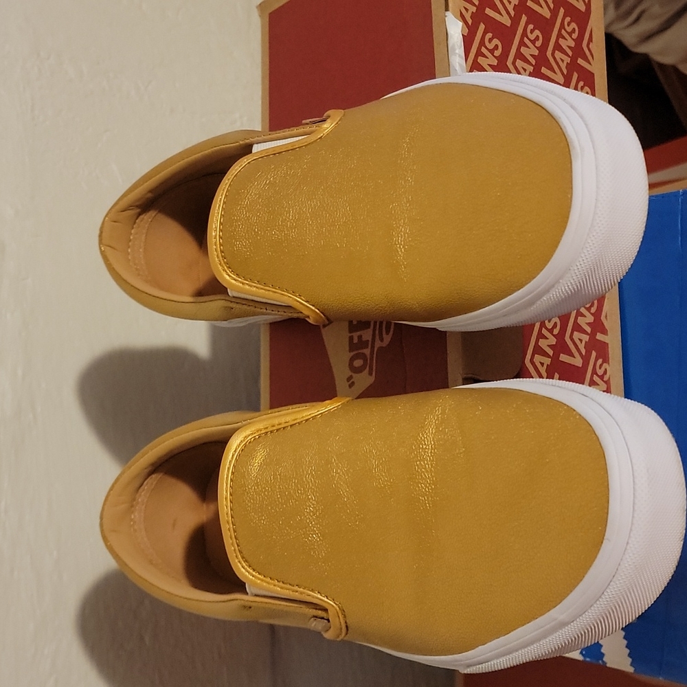 Metallic bronze vans slip-ons men's 9.5/women's 11